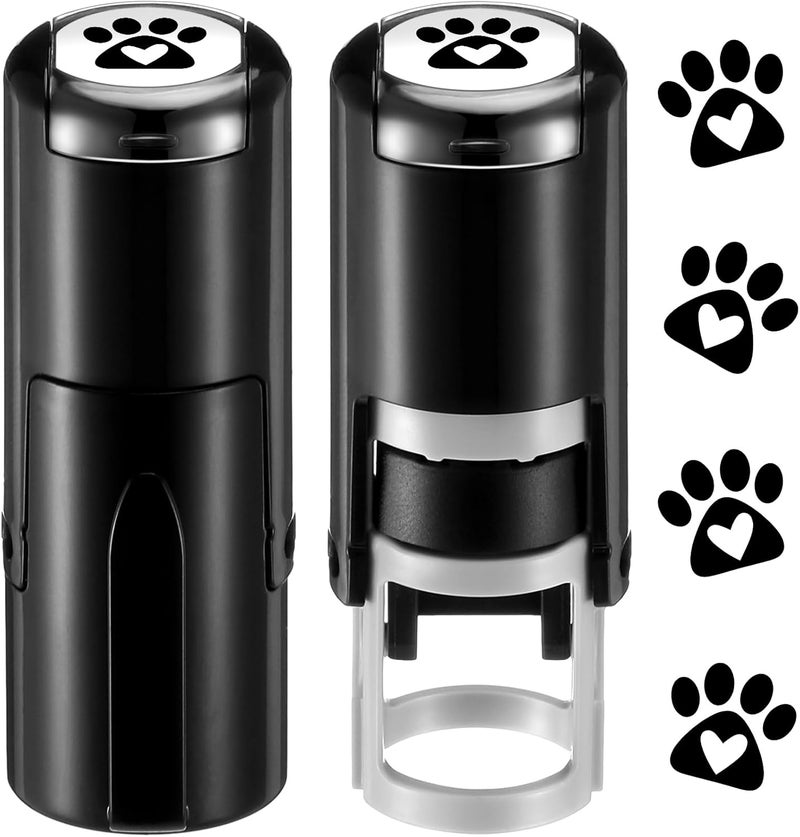 Supervitae 2 Pack Love Dog Paws Print Stamps Ink Stamper Mini Self Inking Stamps for Party Activities Craft Supplies - Image 1